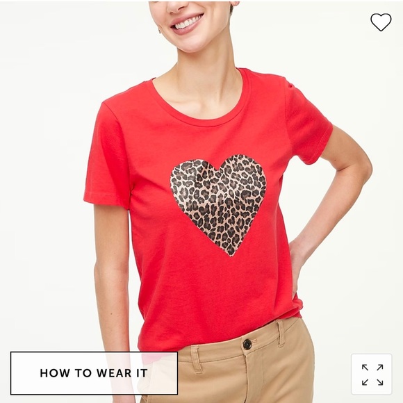 J. Crew Tops - #CC J Crew Leopard Heart Tee XL